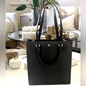 TORY BURCH SHOULDER BAG, BLACKS HANDBAG WITH TORY BURCH LOGO IN GOLD TONE